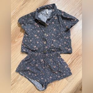 Rylee + Cru Black and Pink Floral Kids Pajama Set